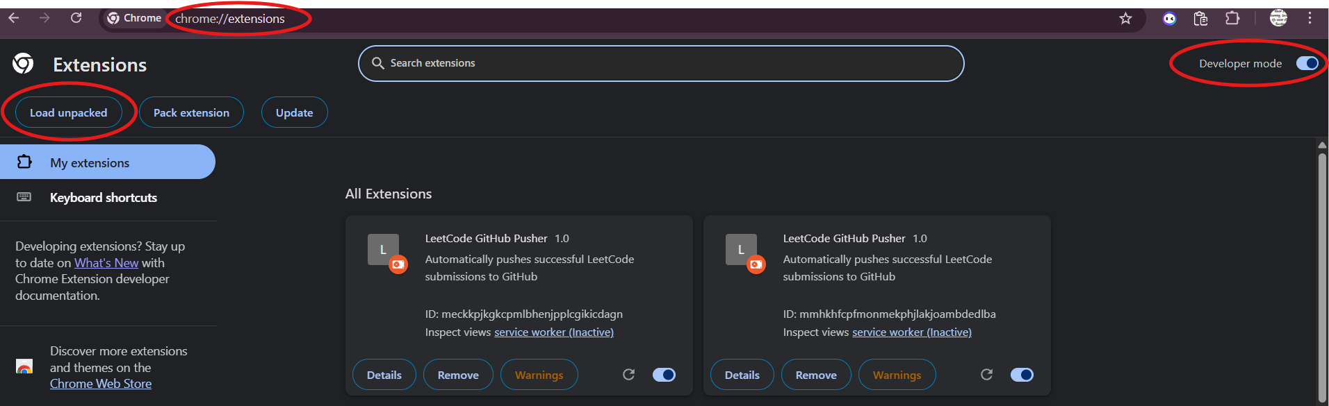 How to load unpacked extension